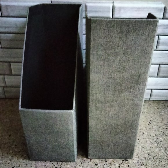 DUO: Linen Covered Slate Grey File Magazine Holders (C) - Picture 1 of 9